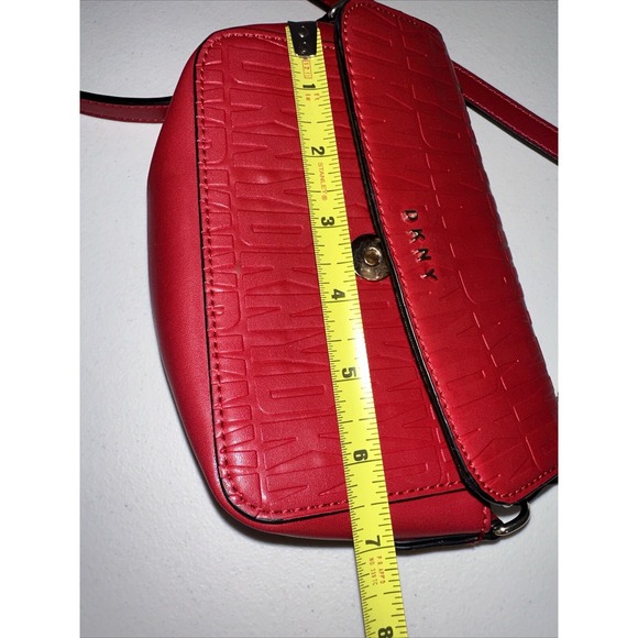 DKNY Women's Faux Leather Crossbody Purse Small Red With Card Wallet Holder - Picture 7 of 16